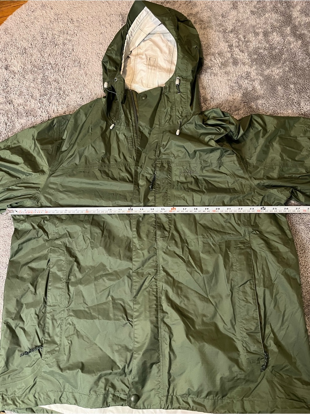 L.L. Bean Men's Trail Model Hooded Rain Jacket Size XL in Deep Loden - Picture 5 of 6